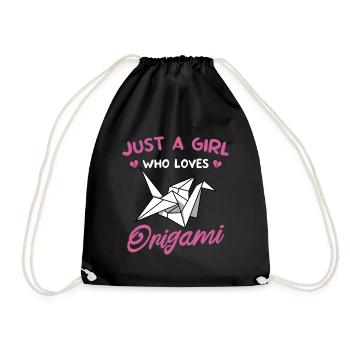 Only a girl who loves origami - Drawstring Bag - black - Front