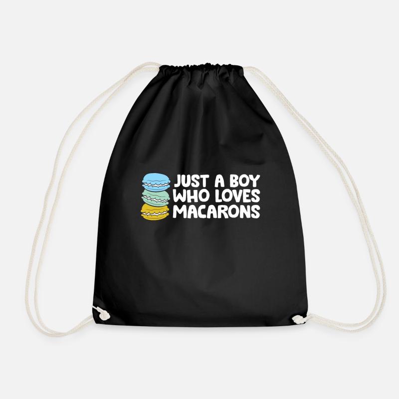 Just a Boy Who Loves Macarons - Drawstring Bag - black
