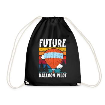 Future Balloon Pilot Hot Air Balloon Lover - Drawstring Bag - black - Front