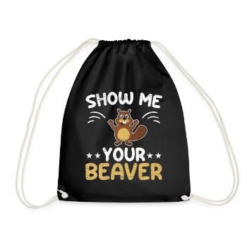 Show me your beaver wildlife animal dam rodent - Drawstring Bag - black - Front