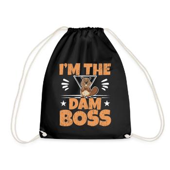 I am the dam boss wildlife animal rodent beaver - Drawstring Bag - black - Front