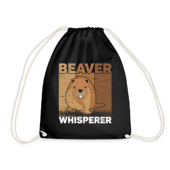 Beaver Whisperer Wildlife Animal Canada Dam Rodent - Drawstring Bag - black - Front