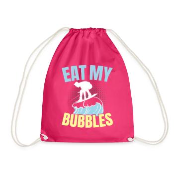 Eat My Bubbles Water Sports Waterskiing Waterskiing - Drawstring Bag - fuchsia - Front