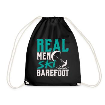 Real men go barefoot waterskiing Waterskiing - Drawstring Bag - black - Front