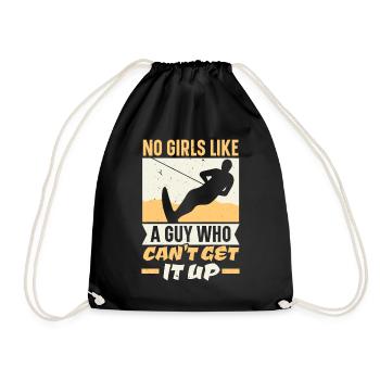 No girl likes a guy who doesn't pick him up - Drawstring Bag - black - Front