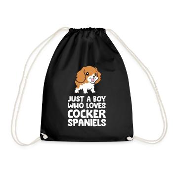 Just a Boy Who Loves Cocker Spaniels - Drawstring Bag - black - Front