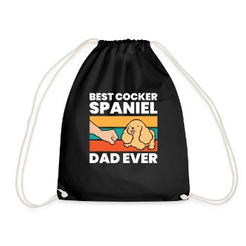 Best Cocker Spaniel Dad Ever - Drawstring Bag - black - Front