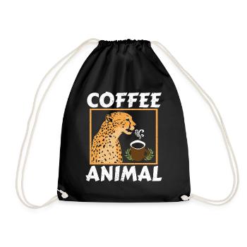 Coffee Animal Cheetah Wild Animal Caffeine - Drawstring Bag - black - Front