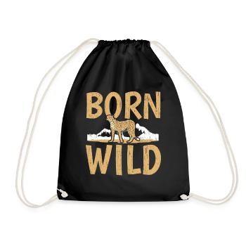 Born Wild Cheetah Wild Animal Animal Keeper - Drawstring Bag - black - Front