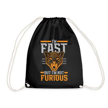 I'm fast but not angry cheetah wildlife - Drawstring Bag - black - Front