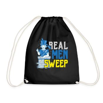 Real men sweep chimney sweep chimney flat - Drawstring Bag - black - Front