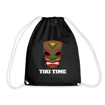 Tiki Time Polynesian Hawaii Holiday Party - Drawstring Bag - black - Front