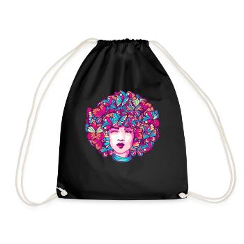 Afro Girl Butterfly Black Story Melani - Drawstring Bag - black - Front