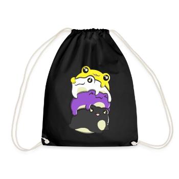 Gay Pride Kawaii Frog Bunch Rainbow - Drawstring Bag - black - Front