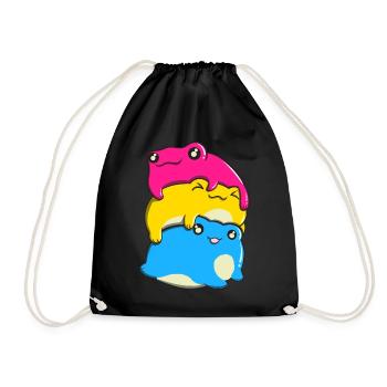 Pansexual Pride Kawaii Frog Bunch Pansexual - Drawstring Bag - black - Front