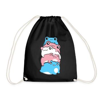 Transgenre Pride Frog Pile Drapeau transgenre - Sac de sport léger - noir - Devant