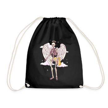 Angelcore Esthétique Gothique Ange Squelette Crâne - Sac de sport léger - noir - Devant