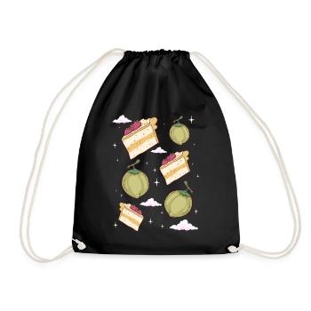 Angelcore Aesthetic Strawberry Cake Coconut - Drawstring Bag - black - Front