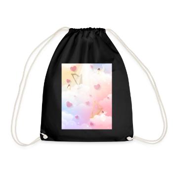 Angelcore Aesthetic Heaven Engel Harfen - Turnbeutel - Schwarz - Vorne