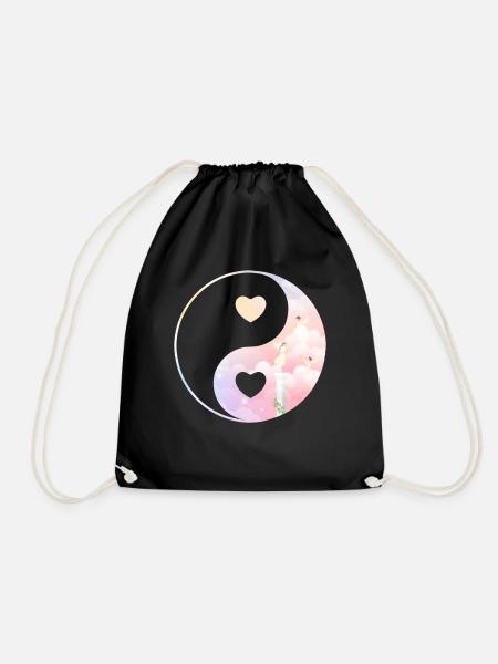 Angelcore Ästhetik Yin Yang Herz Ying Yang - Turnbeutel - Schwarz