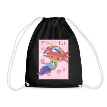 Kawaii Axolotl Erdbeermilch Gay Pride - Turnbeutel - Schwarz - Vorne