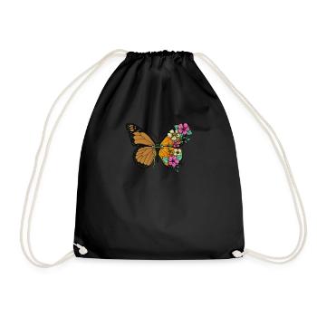 Biopunk Butterfly Flower Biopunk Aesthetics - Drawstring Bag - black - Front