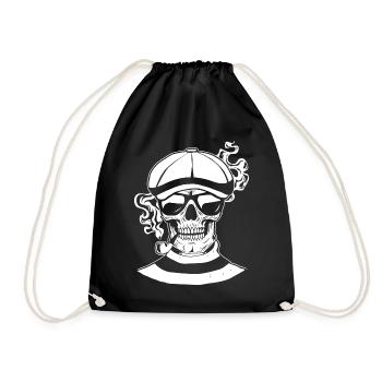 Beatnik Gothic Skull Pipe Goth Vintage Retro - Drawstring Bag - black - Front