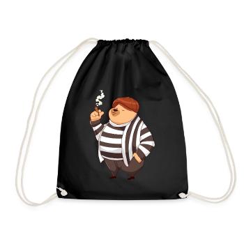 Beatnik Drôle Fumant Ours Kawaii Rétro Vinta - Sac de sport léger - noir - Devant