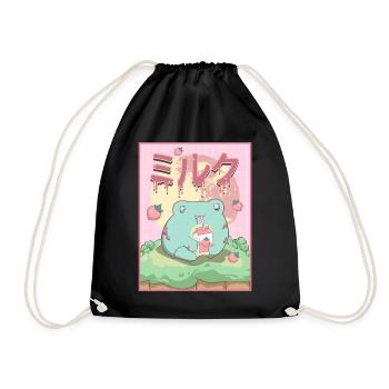 Zombiecore Aesthetic Zombie Kawaii Frog - Drawstring Bag - black - Front