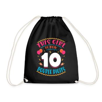 This Girl Is Now 10 | Cupcake Themed - Drawstring Bag - black - Front