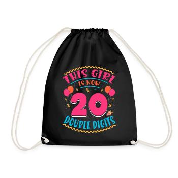 This Girl Is Now 20 | Cupcake Themed - Drawstring Bag - black - Front