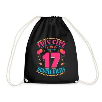 This Girl Is Now 17 | Cupcake Themed - Drawstring Bag - black - Front