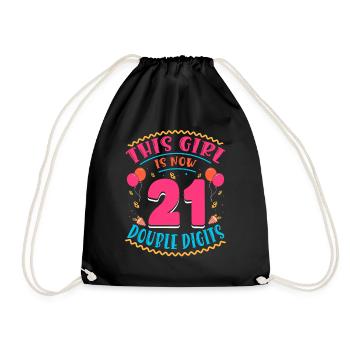 This Girl Is Now 21 | Cupcake Themed - Drawstring Bag - black - Front