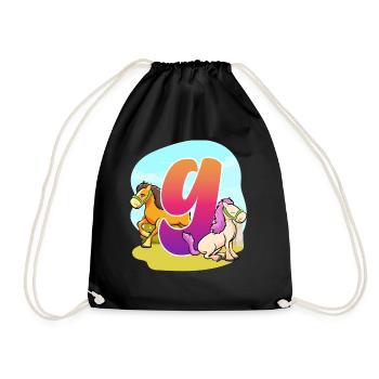 9th Birthday Riding Riding Theme Nine Party - Drawstring Bag - black - Front