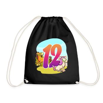 12ème anniversaire Équitation Cheval Thème Douze Fête - Sac de sport léger - noir - Devant