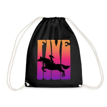 Girl riding, I am 5 years old, children 5. - Drawstring Bag - black - Front