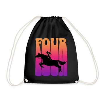 Girl riding, I am 4 years old, children 4. - Drawstring Bag - black - Front