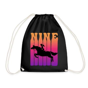 Girl riding, I am 9 years old, children 9. - Drawstring Bag - black - Front