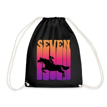 Girl riding, I am 7 years old, children 7. - Drawstring Bag - black - Front