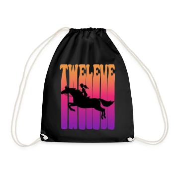 Girl riding, I am 12 years old, children 12. - Drawstring Bag - black - Front