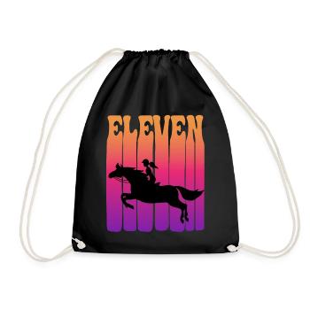 Girl riding, I am 11 years old, children 11. - Drawstring Bag - black - Front