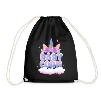 Baby Corn | Cute Unicorn | Unicorn Shirt | Girl - Drawstring Bag - black - Front