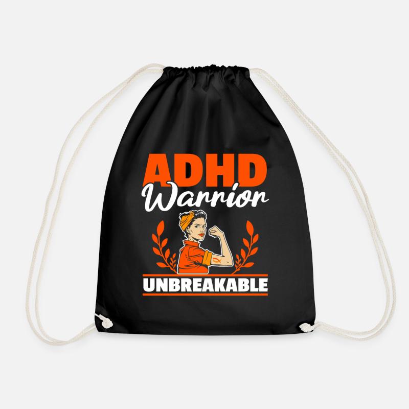 ADHD Warriors Unbreakable Thinking Differently - Drawstring Bag - black