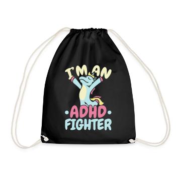 I'm an ADHD fighter Think Differently Unicorn - Drawstring Bag - black - Front