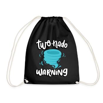 Two-nado warning 2nd birthday | Tornado - Drawstring Bag - black - Front