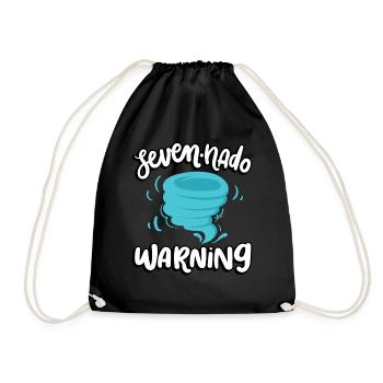 Seven-nado Warning 7th Birthday | Tornado - Drawstring Bag - black - Front