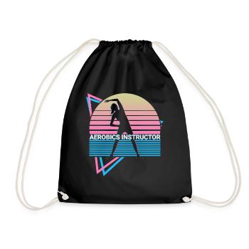 Aerobics Instructor Retro - Drawstring Bag - black - Front