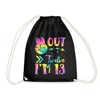 Peace Out Twelve I'm 13 | Tie Dye Themed - Turnbeutel - Schwarz - Vorne