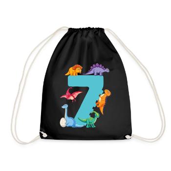 7e anniversaire | Chemise d’anniversaire de dinosaure | - Sac de sport léger - noir - Devant