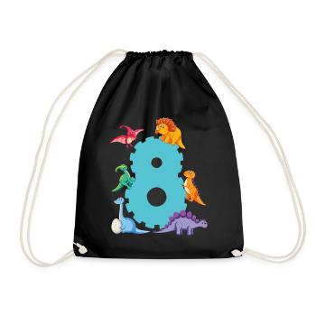 8e anniversaire | Chemise d’anniversaire de dinosaure | - Sac de sport léger - noir - Devant